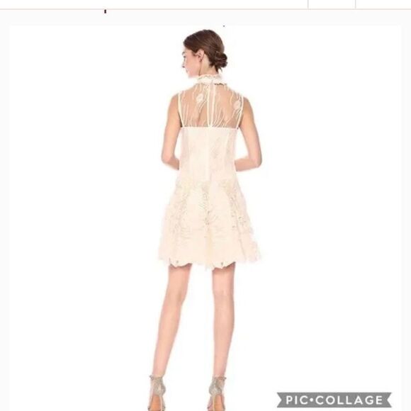 Nanette Lepore Bella Donna embroidery illusion neckline Balletcore minidress - Picture 3 of 16